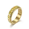 Cross border jewelry gender-neutral wind can rotate lattice titanium steel ring ring cold niche male and female index finger accessories